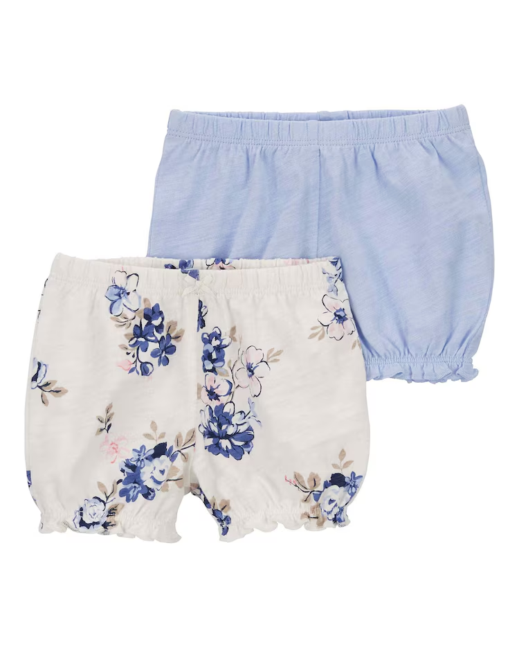 Kit short bebê 2 peças com elástico floral multicor | Carter's