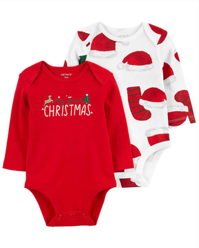 Kit body bebê 2 peças natal com manga longa vermelho | Carter's