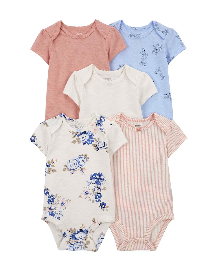 Kit body bebê 5 peças listrado e floral multicor | Carter's