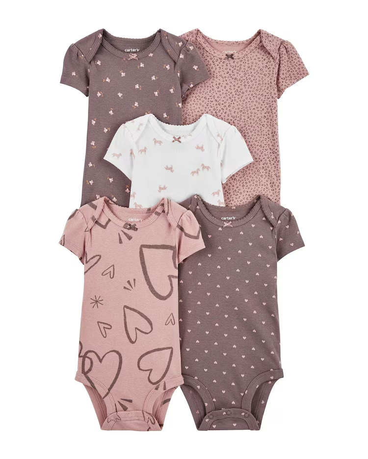 Kit body bebê 5 peças floral e animal print multicor | Carter's