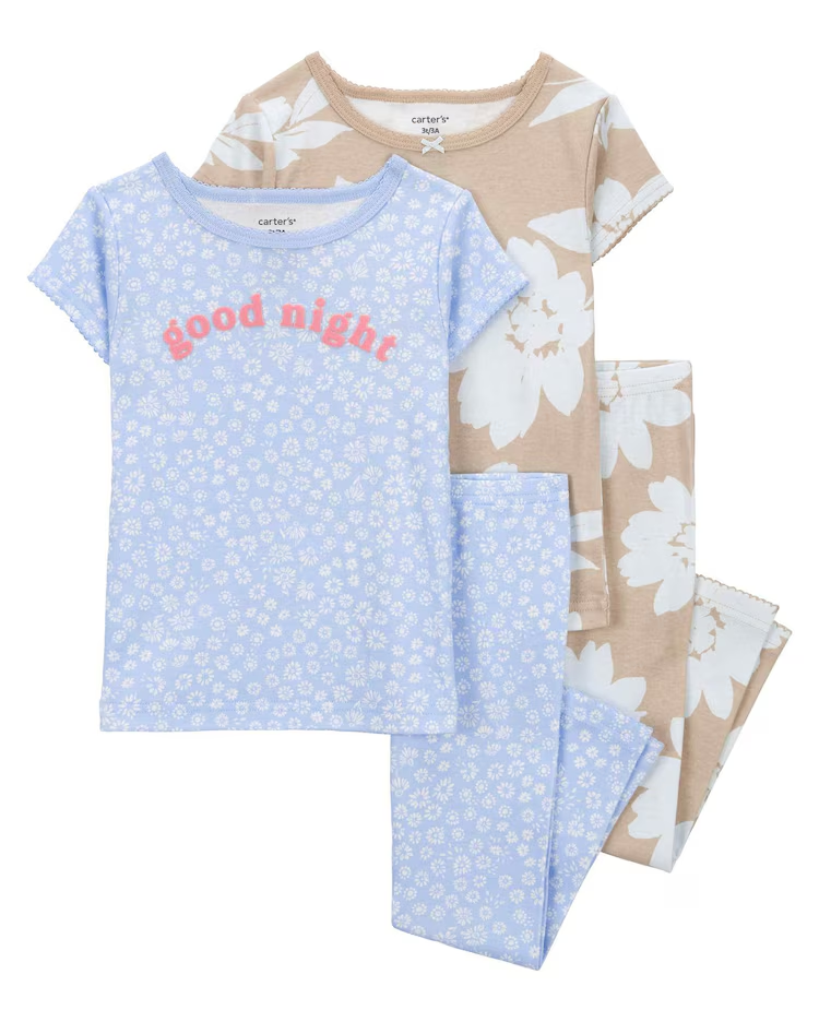 Pijama longo bebê 4 peças floral good night multicor | Carter's