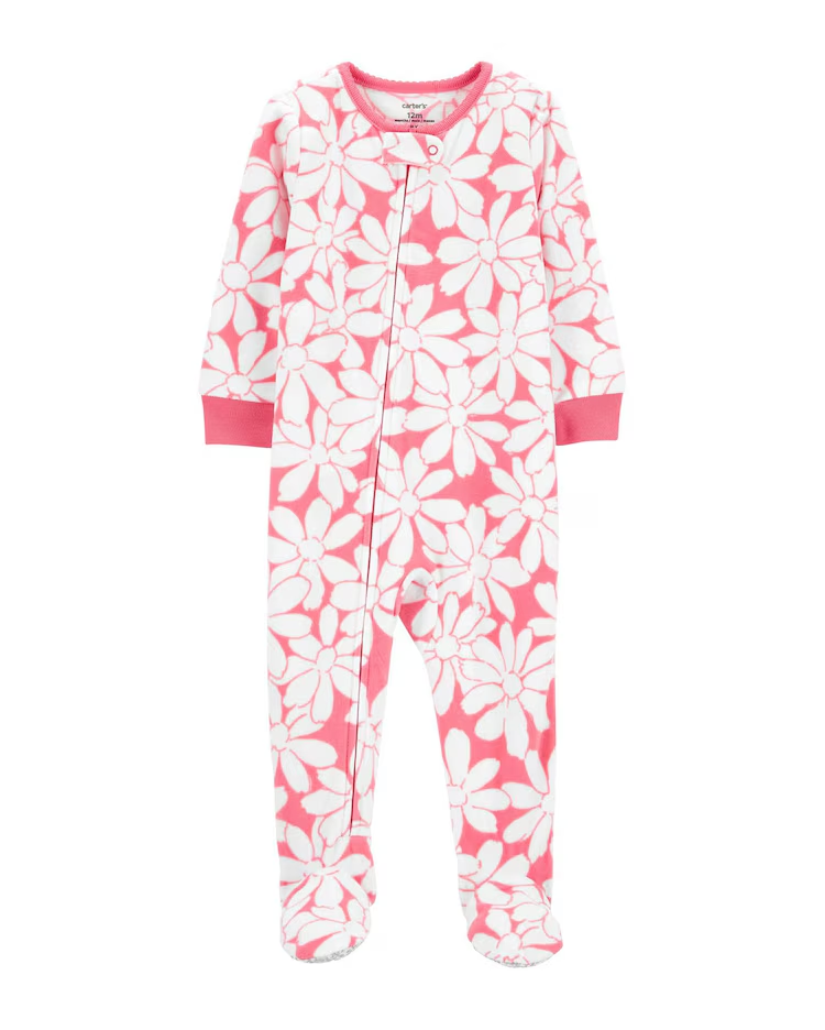 Macacão pijama de fleece bebê jardim floral branco | Carter's