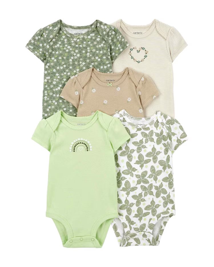 Kit body bebê 5 peças coração e floral multicor | Carter's